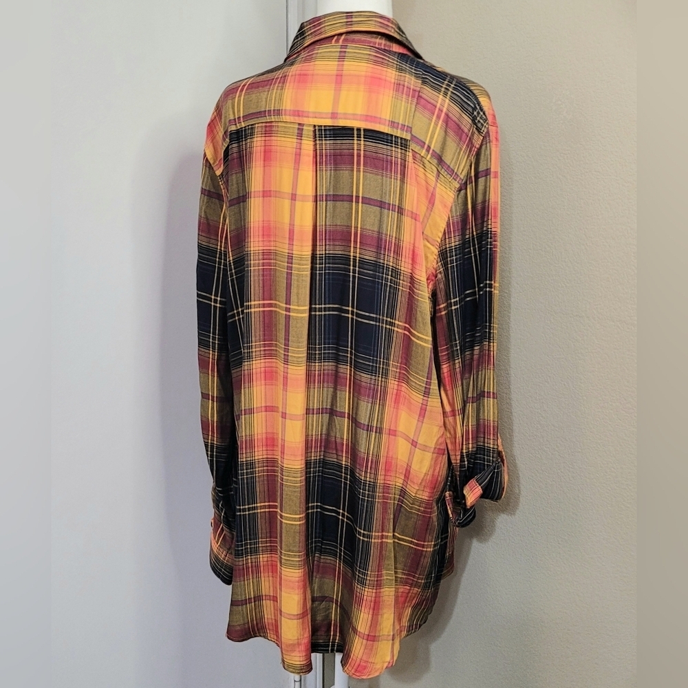 Cato Womens Roll tab sleeves Button down front Tunic Blouse Size XL - Picture 4 of 11